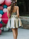 A-line V-neck Shimmer Crepe Short/Mini Short Prom Dresses With Pockets #Favs020020111800