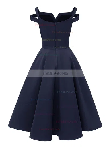 A-line V-neck Satin Knee-length Short Prom Dresses #Favs020020110203