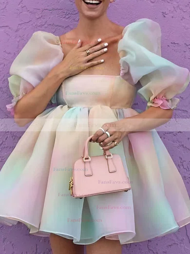 A-line Square Neckline Organza Short/Mini Short Prom Dresses #Favs020020111801