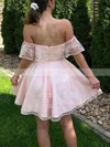 A-line Off-the-shoulder Lace Short/Mini Short Prom Dresses #Favs020020109425