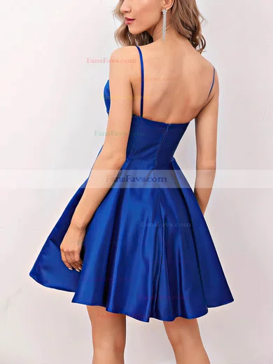 A-line V-neck Satin Short/Mini Short Prom Dresses #Favs020020111063