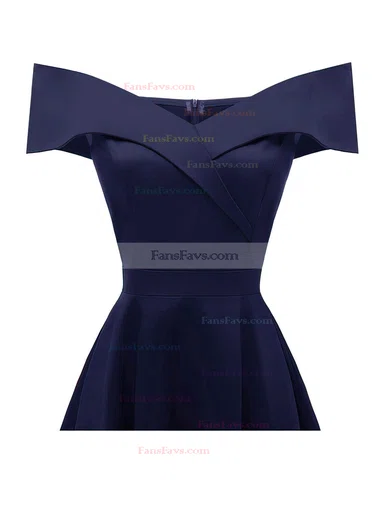 A-line Off-the-shoulder Satin Knee-length Short Prom Dresses #Favs020020110205