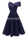 A-line Off-the-shoulder Satin Knee-length Short Prom Dresses #Favs020020110205