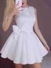 A-line Scoop Neck Satin Short/Mini Short Prom Dresses With Bow #Favs020020110232