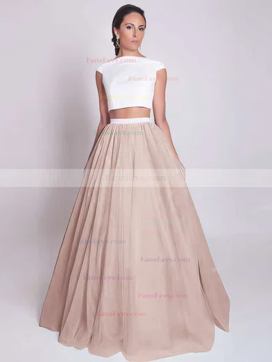 Ball Gown Scoop Neck Satin Tulle Floor-length Prom Dresses #Favs020103301