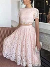 A-line Scoop Neck Lace Knee-length Short Prom Dresses #Favs020020110240