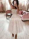 A-line Square Neckline Glitter Tea-length Short Prom Dresses #Favs020020108410