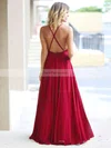 A-line Scoop Neck Chiffon Floor-length Prom Dresses #Favs020105315