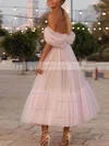 A-line Off-the-shoulder Tulle Ankle-length Short Prom Dresses #Favs020020108475