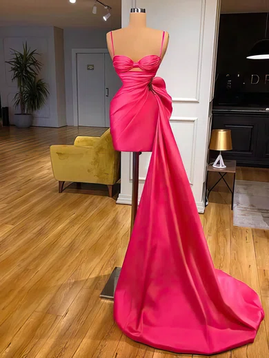 Sheath/Column Sweetheart Satin Short/Mini Short Prom Dresses With Ruffles #Favs020020111105