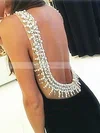 Sheath/Column Scoop Neck Chiffon Sweep Train Beading Prom Dresses #Favs020105344
