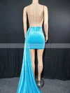 Sheath/Column Scoop Neck Velvet Short/Mini Short Prom Dresses With Crystal Detailing #Favs020020111112