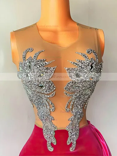 Sheath/Column Scoop Neck Velvet Short/Mini Short Prom Dresses With Crystal Detailing #Favs020020111116