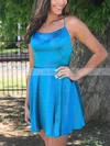 A-line Scoop Neck Silk-like Satin Short/Mini Short Prom Dresses With Split Front #Favs020020110372