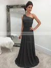 A-line One Shoulder Chiffon Sweep Train Prom Dresses #Favs020105744