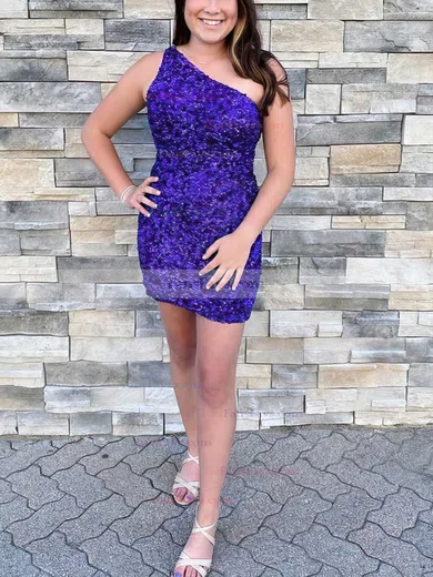 Sheath/Column One Shoulder Sequined Short/Mini Short Prom Dresses #Favs020020110396