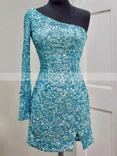 Sheath/Column One Shoulder Sequined Short/Mini Short Prom Dresses With Split Front #Favs020020110397