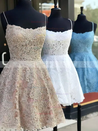 A-line Scoop Neck Tulle Short/Mini Short Prom Dresses With Lace #Favs020020110407