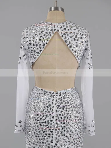 Sheath/Column Scoop Neck Chiffon Floor-length Beading Prom Dresses #Favs02018849