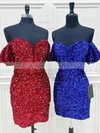 Sheath/Column Off-the-shoulder Sequined Short/Mini Short Prom Dresses #Favs020020111191