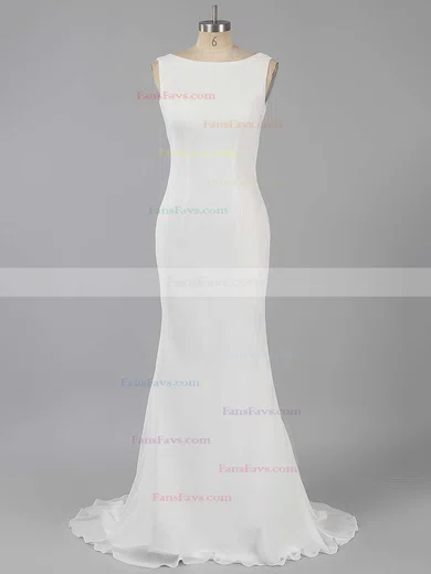 Sheath/Column Scoop Neck Chiffon Sweep Train Prom Dresses #Favs02019044