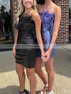 Sheath/Column Strapless Sequined Short/Mini Short Prom Dresses With Feathers / Fur #Favs020020111193