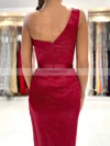 Sheath/Column One Shoulder Satin Tea-length Short Prom Dresses With Split Front #Favs020020110432
