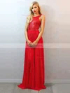 Scoop Neck Red Chiffon Sequined Ruffles Open Back New Style Prom Dress #Favs02018684