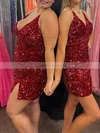 Sheath/Column V-neck Sequined Short/Mini Short Prom Dresses #Favs020020111207