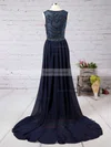 Trumpet/Mermaid Scoop Neck Chiffon Court Train Beading Prom Dresses #Favs020101816