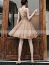 A-line V-neck Tulle Short/Mini Short Prom Dresses With Sequins #Favs020020110461