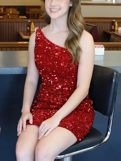 Sheath/Column One Shoulder Sequined Short/Mini Short Prom Dresses #Favs020020111223
