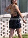 Sheath/Column Scoop Neck Sequined Short/Mini Short Prom Dresses #Favs020020111224
