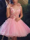 A-line V-neck Tulle Short/Mini Short Prom Dresses With Bow #Favs020020110469