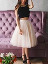 A-line Scoop Neck Tulle Knee-length Short Prom Dresses With Beading #Favs020020110474