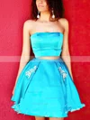 A-line Strapless Satin Short/Mini Short Prom Dresses With Pockets #Favs020020111237