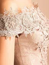 A-line Off-the-shoulder Lace Tulle Short/Mini Short Prom Dresses With Beading #Favs020020110480