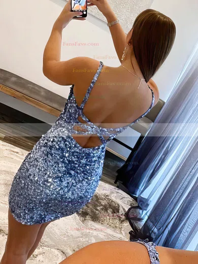 Sheath/Column V-neck Sequined Short/Mini Short Prom Dresses #Favs020020111253