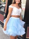 A-line Off-the-shoulder Organza Lace Short/Mini Short Prom Dresses With Beading #Favs020020110519