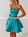 A-line Strapless Silk-like Satin Short/Mini Short Prom Dresses With Pockets #Favs020020110520