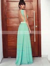 A-line Scoop Neck Chiffon Floor-length Beading Prom Dresses #Favs020105162