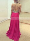 A-line Scoop Neck Chiffon Floor-length Beading Prom Dresses #Favs020105346