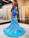 Sheath/Column Sweetheart Sequined Sweep Train Prom Dresses With Split Front #Favs020115655