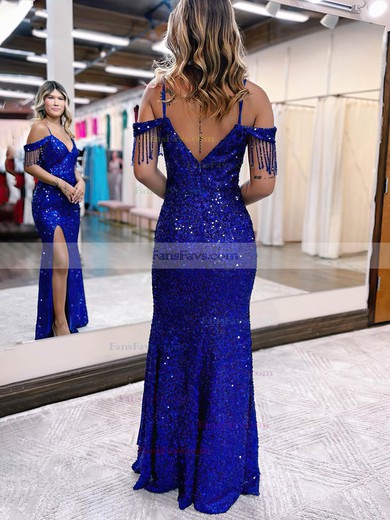 Sheath/Column Off-the-shoulder Sequined Floor-length Prom Dresses With Beading #Favs020115659