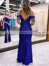 Sheath/Column Off-the-shoulder Sequined Floor-length Prom Dresses With Beading #Favs020115659