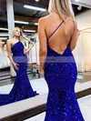Trumpet/Mermaid One Shoulder Sequined Sweep Train Prom Dresses #Favs020115664