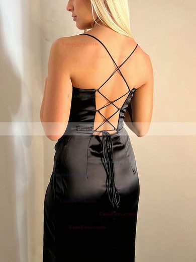 Sheath/Column V-neck Silk-like Satin Floor-length Prom Dresses With Split Front #Favs020115686