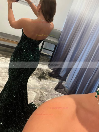 Trumpet/Mermaid V-neck Sequined Sweep Train Prom Dresses #Favs020115739