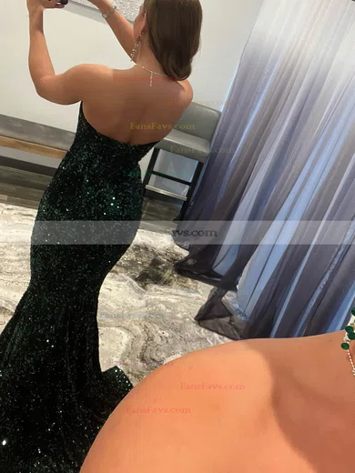 Trumpet/Mermaid V-neck Sequined Sweep Train Prom Dresses #Favs020115739