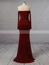 Sheath/Column Off-the-shoulder Jersey Sweep Train Prom Dresses #Favs020105596